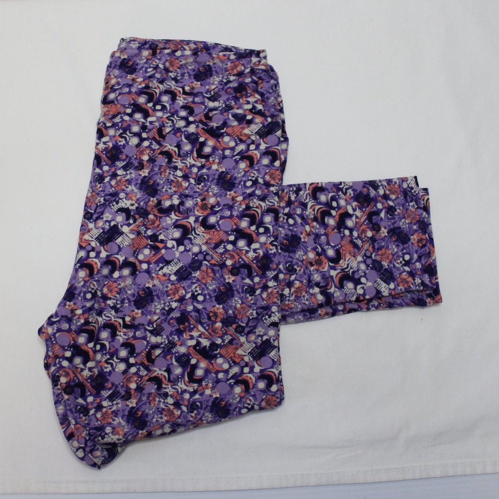 LuLaRoe Leggings Purple / White Print One Size OS